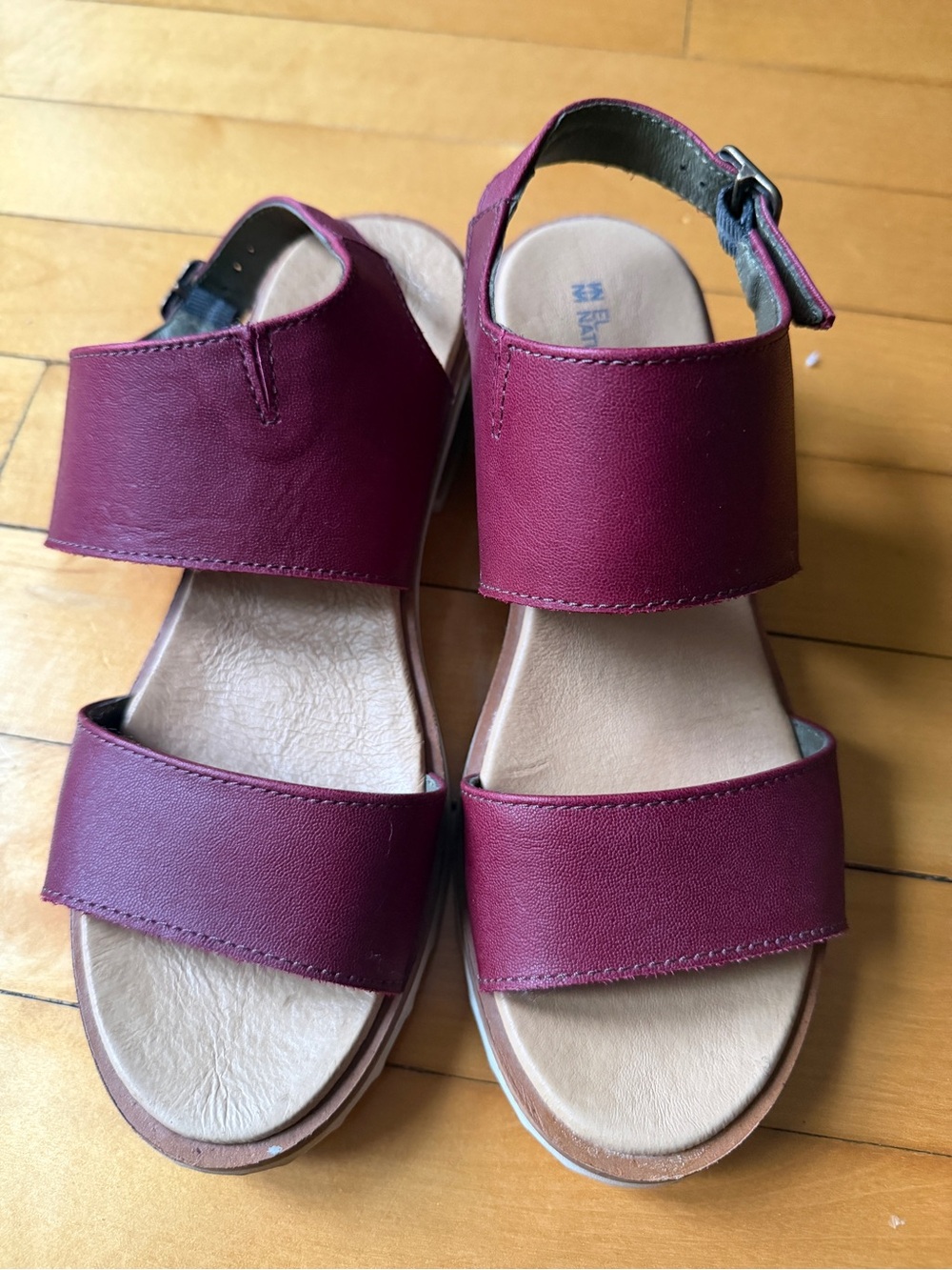 Women's Burgundy Two-Strap Sandals